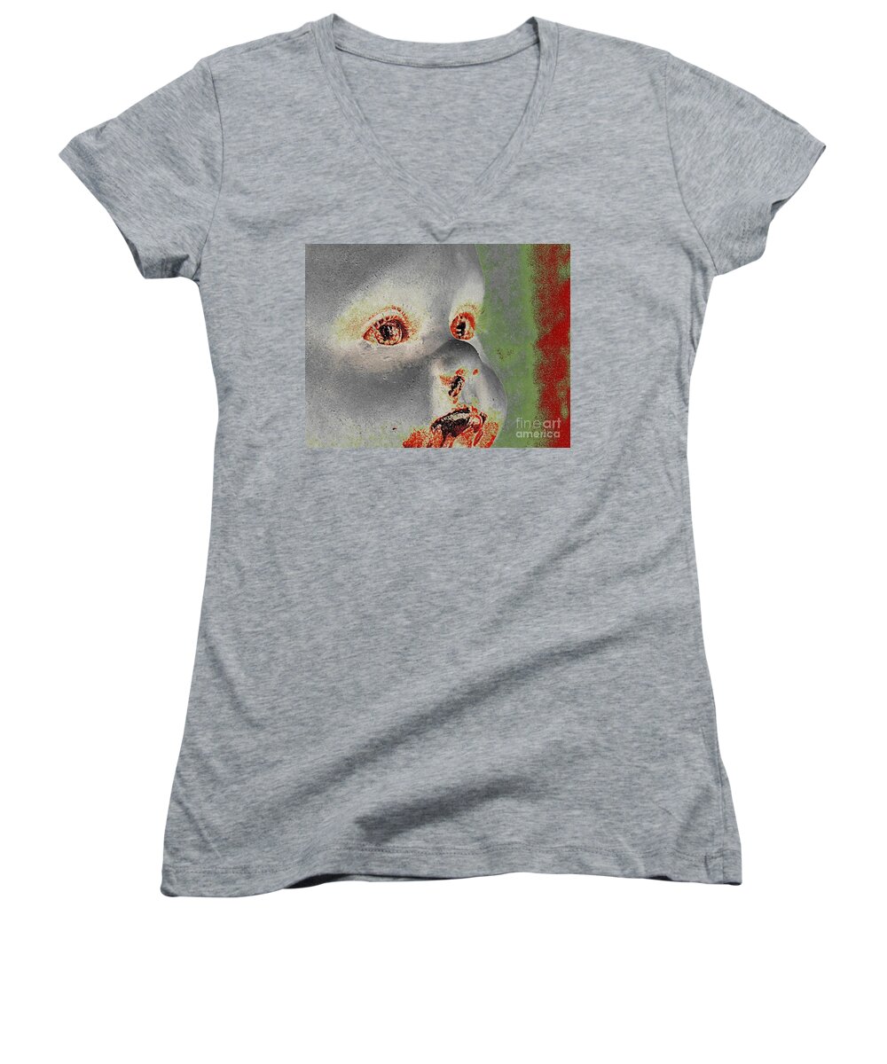 Zombie Women's V-Neck featuring the photograph Zombie Baby Four by Beverly Shelby