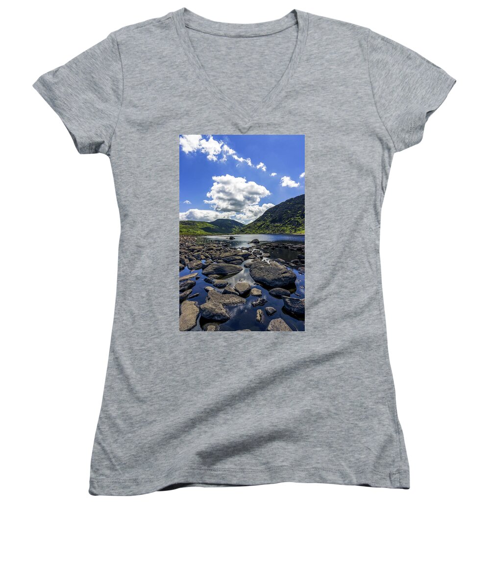 Wales Women's V-Neck featuring the photograph Llyn Eigiau #1 by Ian Mitchell