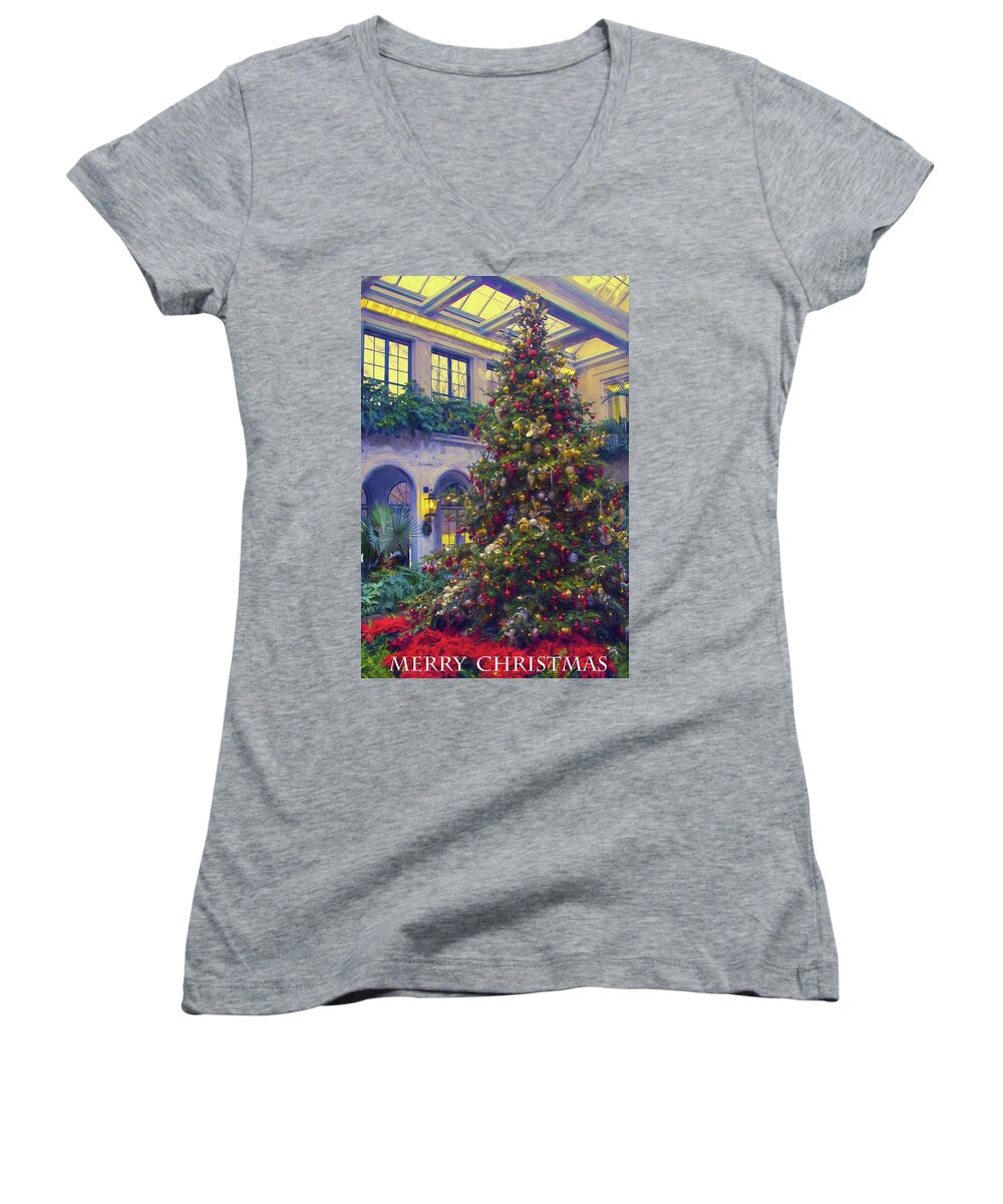 Christmas Women's V-Neck featuring the photograph Merry Christmas #1 by John Rivera