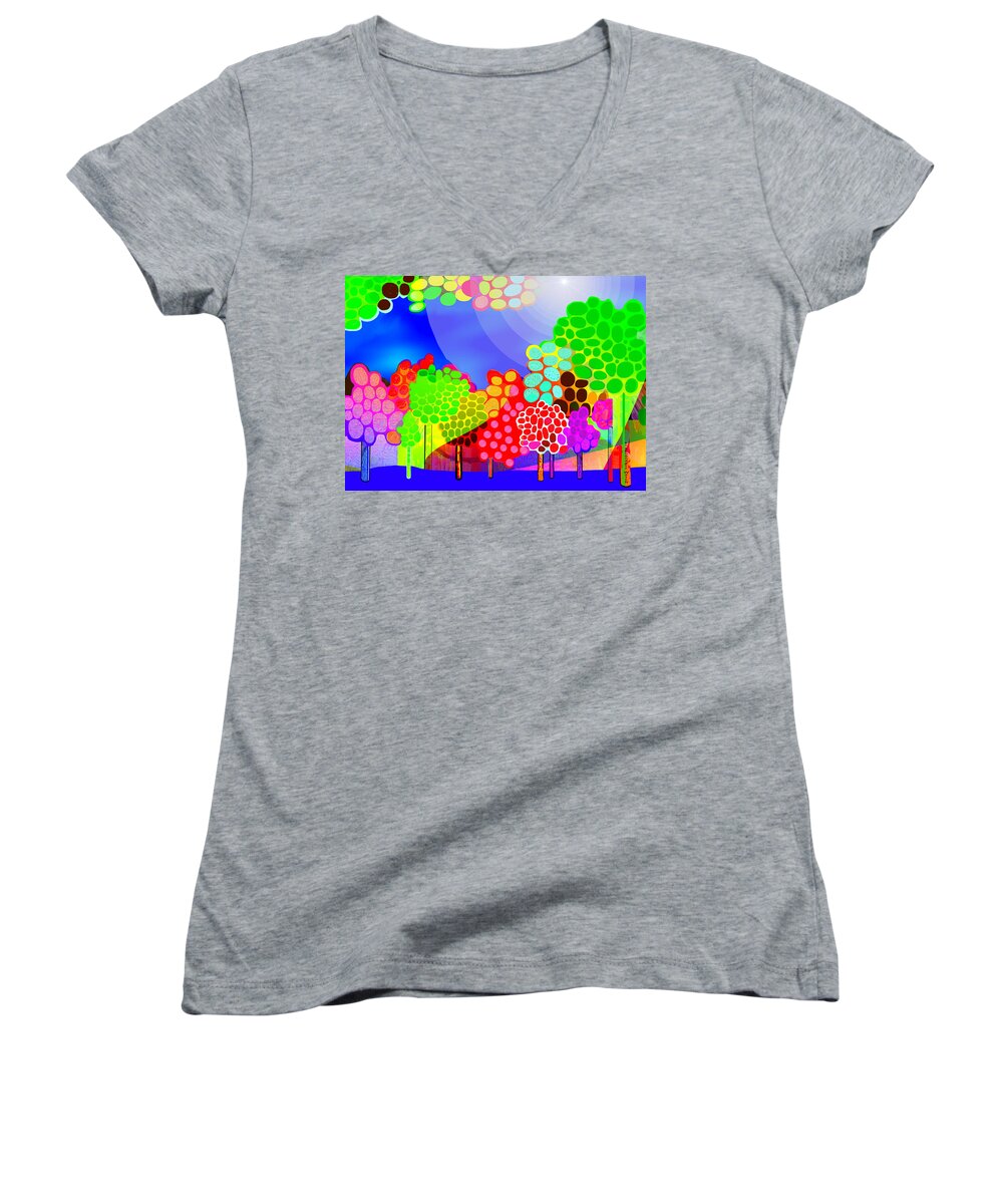 3036 This Summer Feeling Women's V-Neck featuring the digital art 3036 This Summer feeling by Irmgard Schoendorf Welch