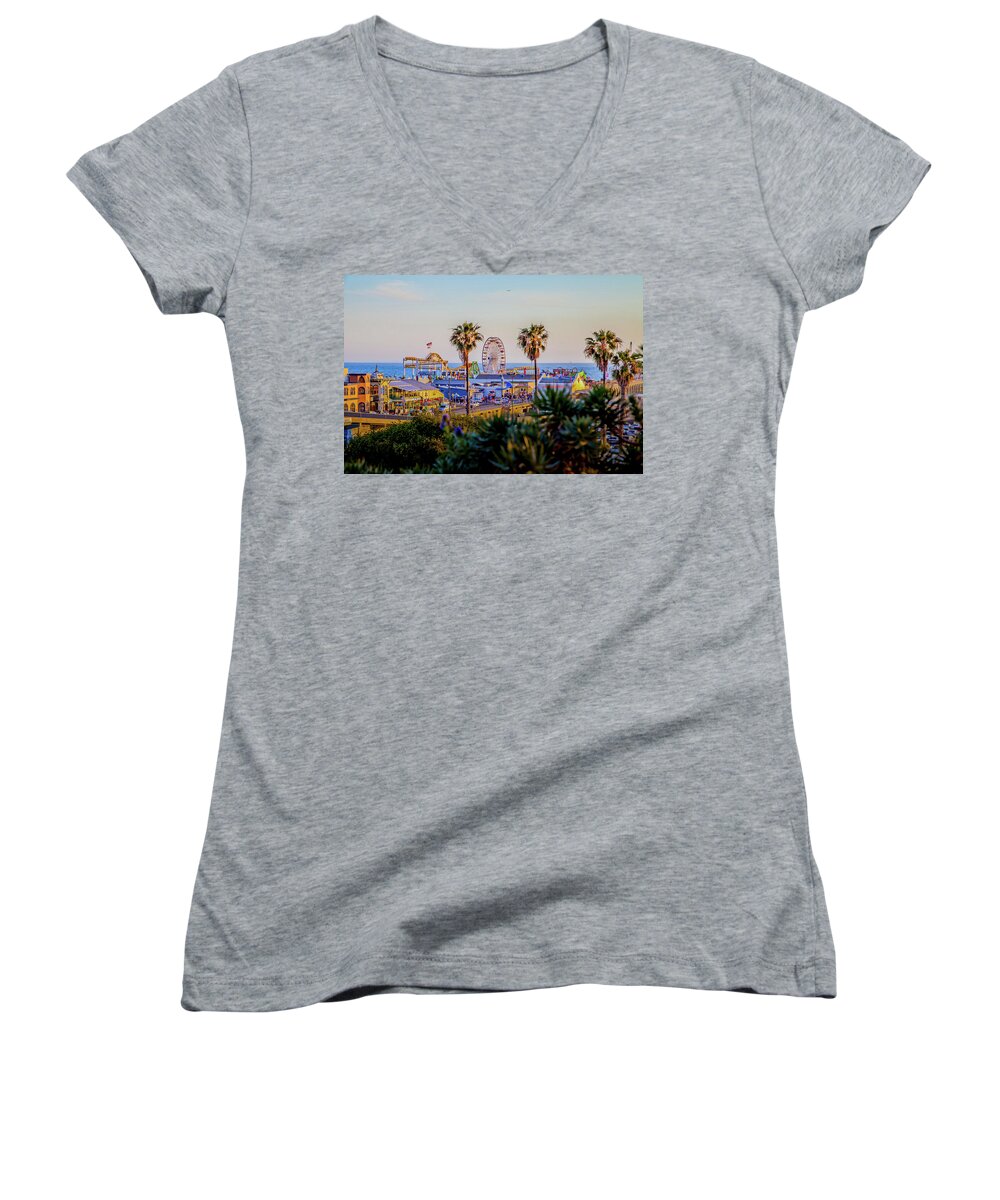 Los Angeles Women's V-Neck featuring the photograph Adventure Time by Az Jackson