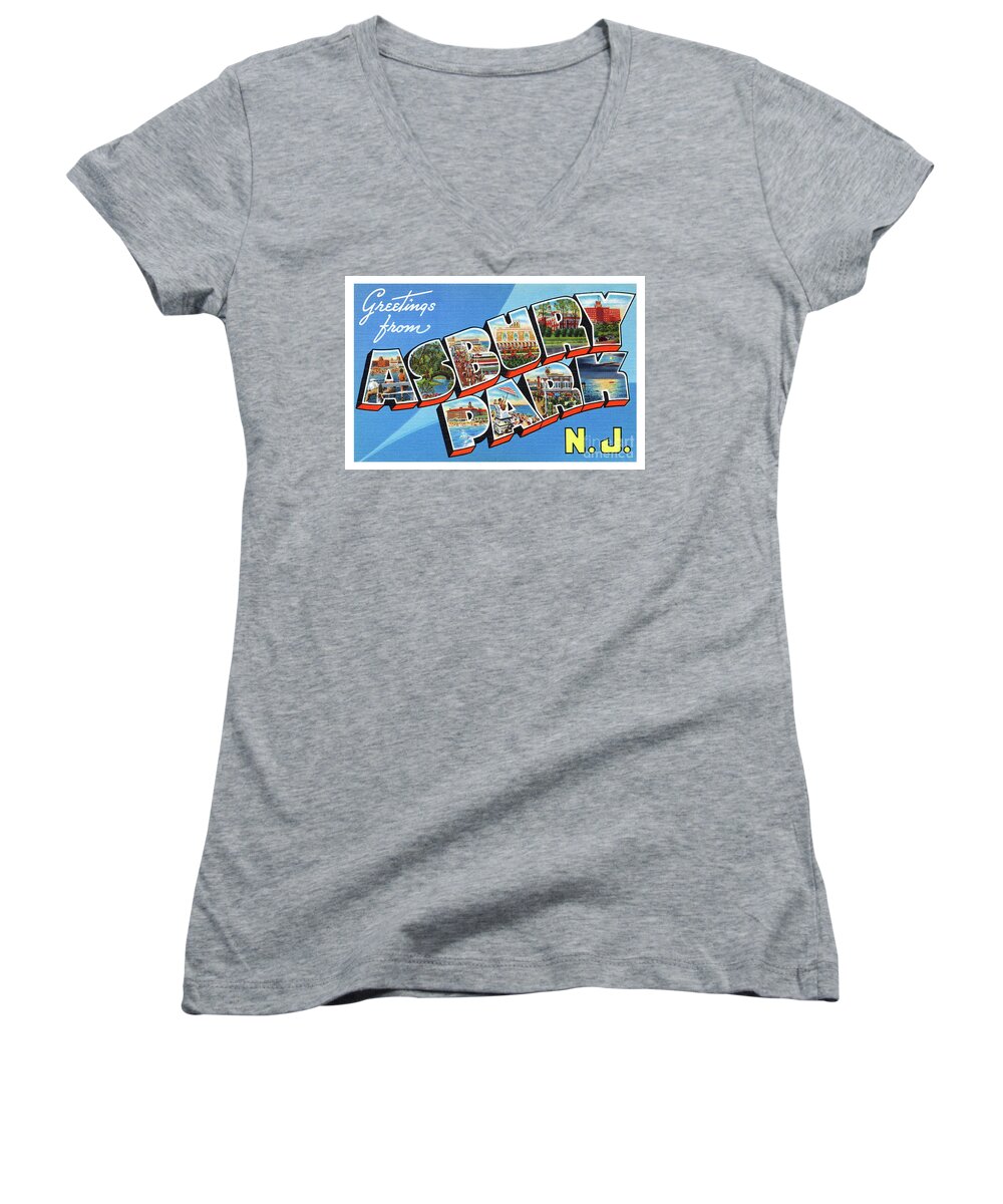 Lbi Women's V-Neck featuring the photograph Asbury Park Greetings #2 by Mark Miller