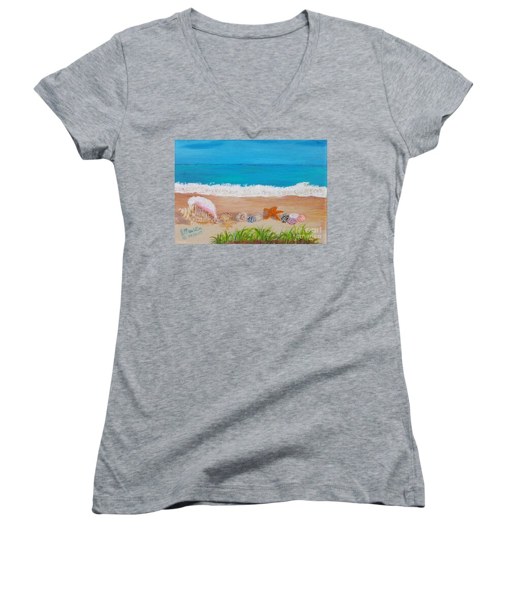 Beach Collections Women's V-Neck featuring the painting Beach Collection by Elizabeth Mauldin