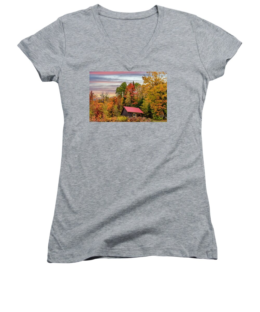  Women's V-Neck featuring the photograph Canadian Autumn by G Lamar Yancy