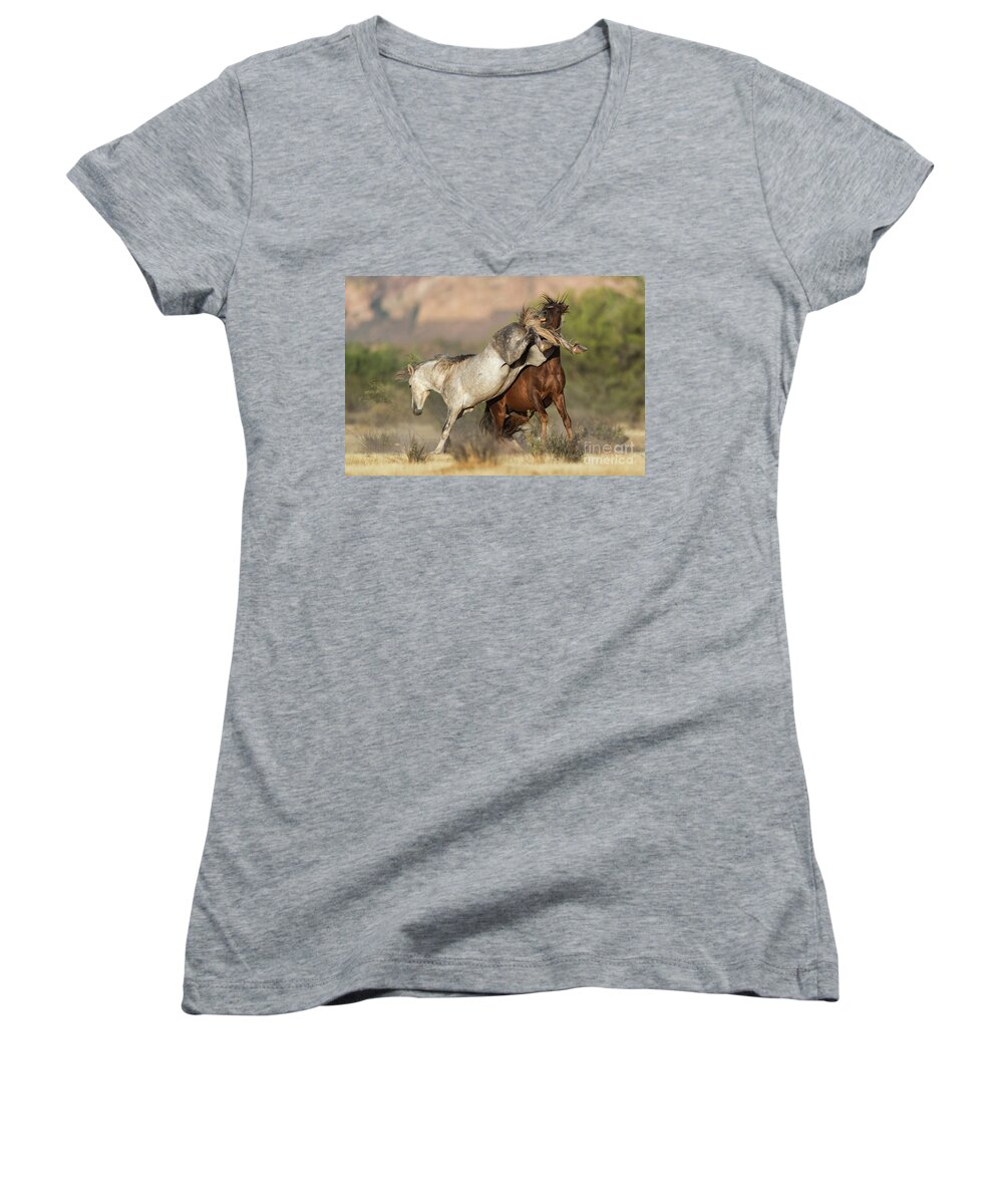 Battle Women's V-Neck featuring the photograph Close Call by Shannon Hastings