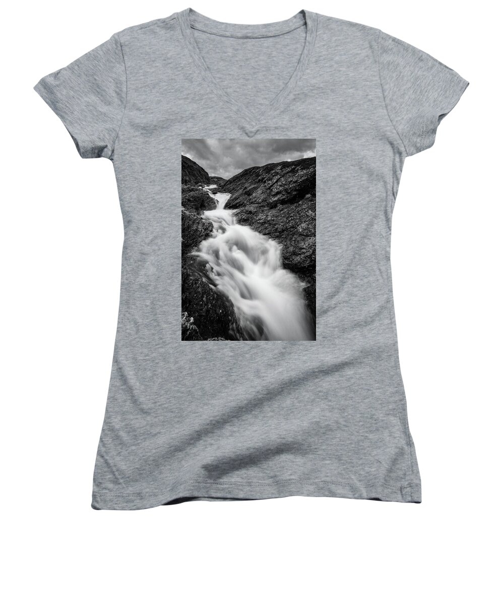 Outdoors Women's V-Neck featuring the photograph close to Ygnisdalselvi, Norway by Andreas Levi