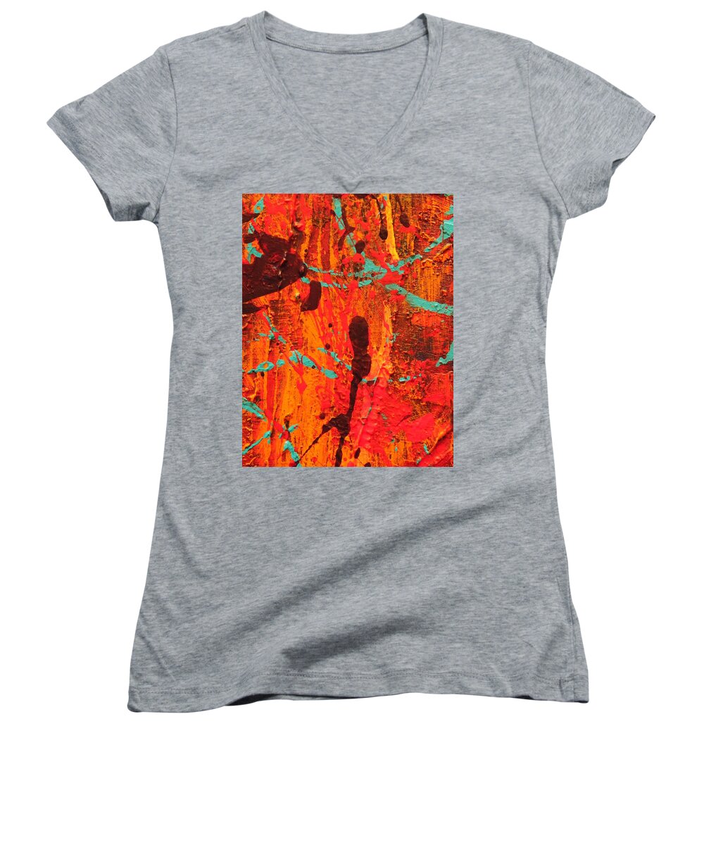 Color Festiva Women's V-Neck featuring the painting Color Festiva by Bill Tomsa