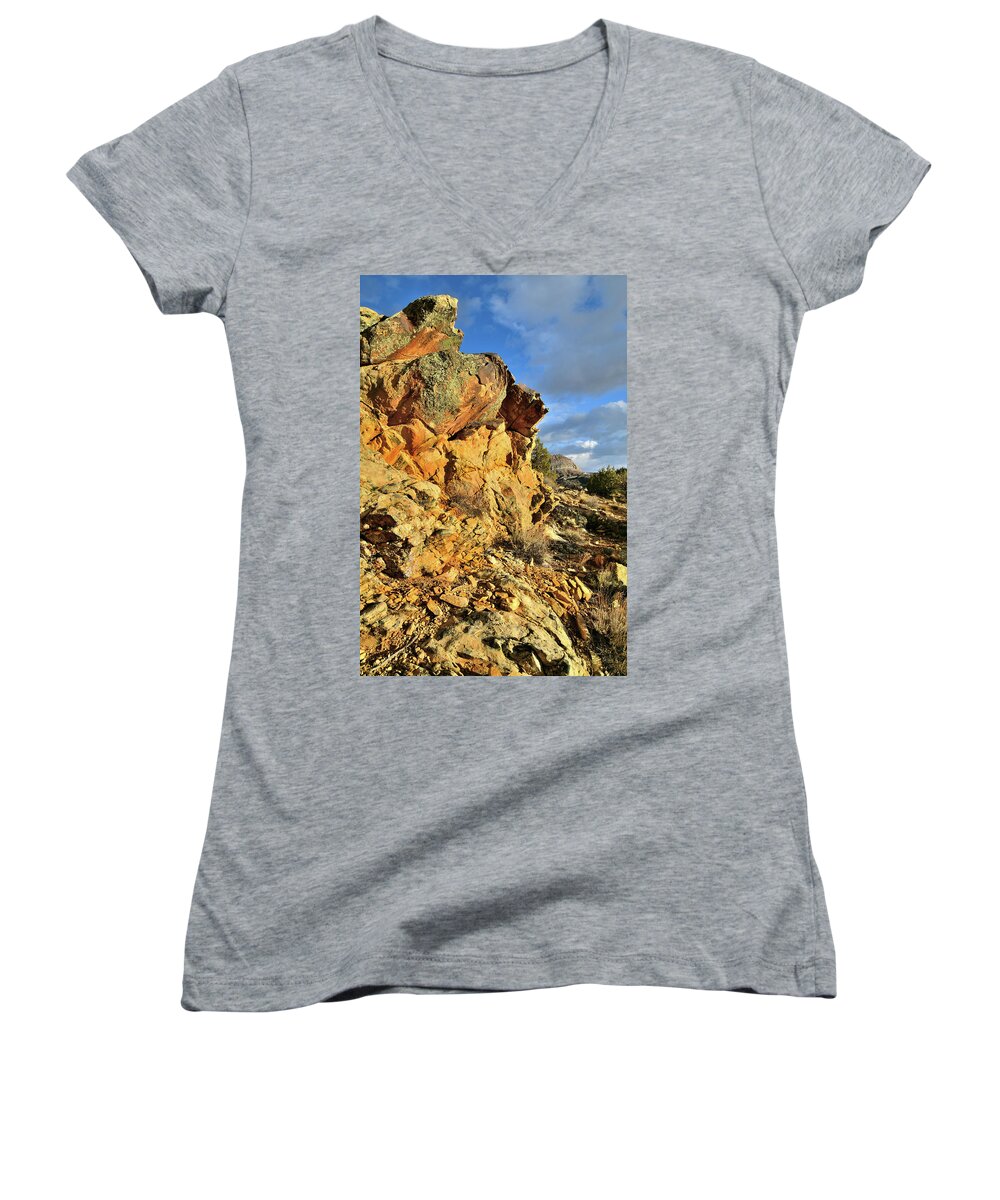  Women's V-Neck featuring the photograph Colorful Crags in Colorado National Monument by Ray Mathis