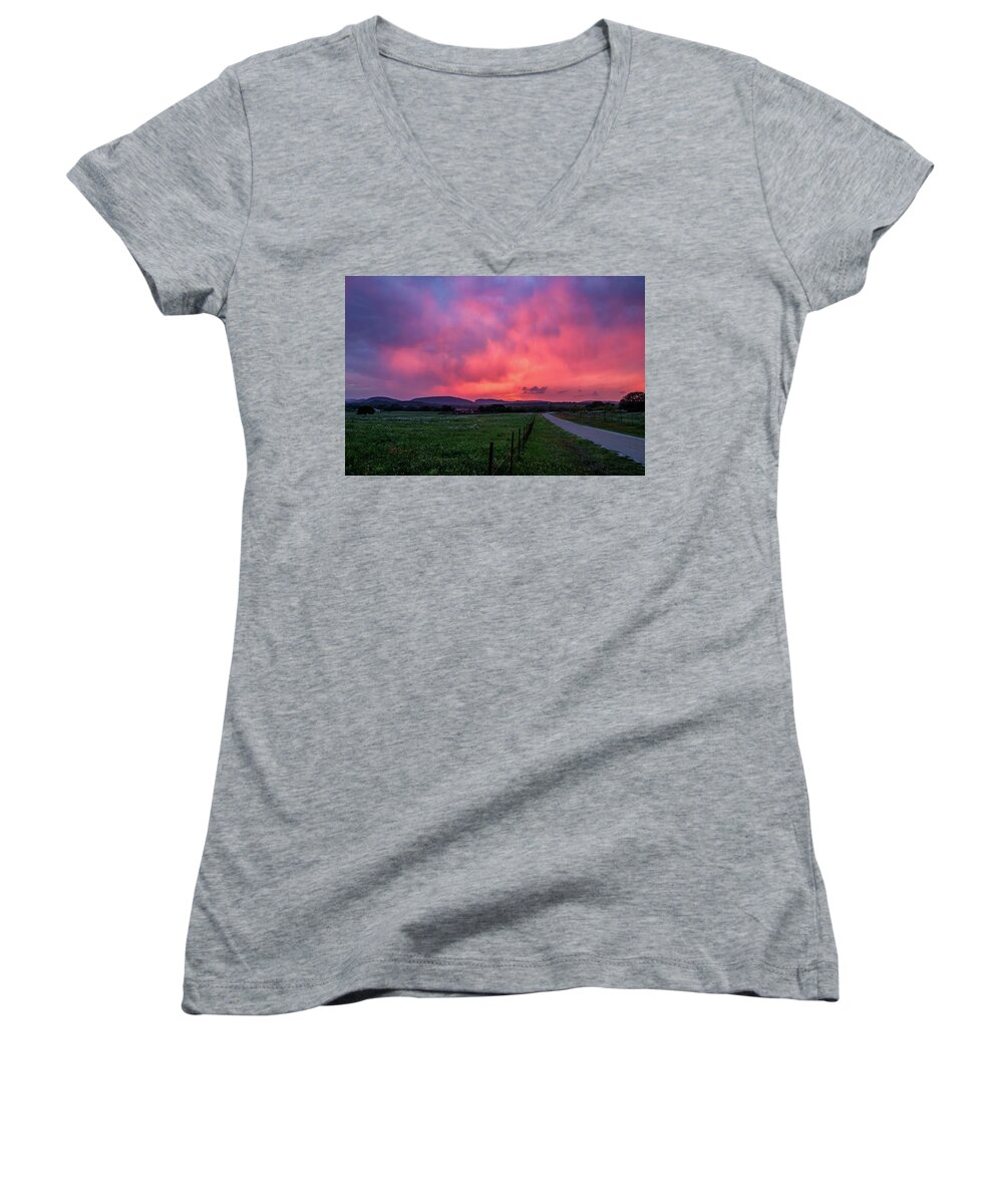 Texas Wildflowers Women's V-Neck featuring the photograph Coming Storm by Johnny Boyd