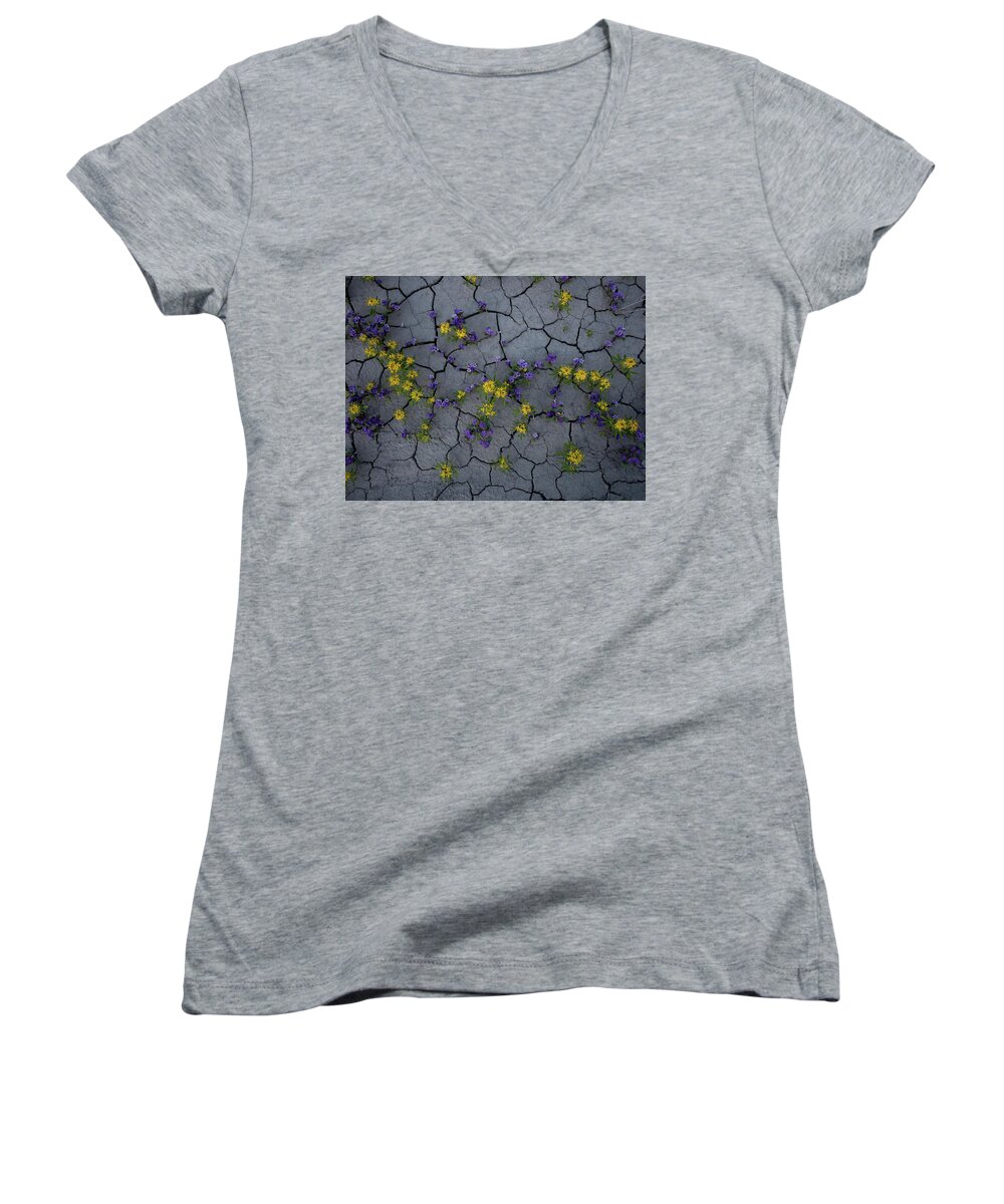Utah Women's V-Neck featuring the photograph Cracked Blossoms by Emily Dickey