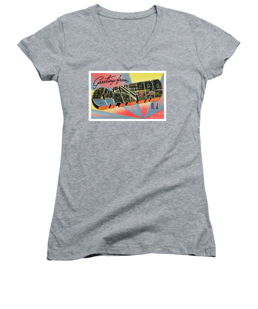 Cranford Women's V-Neck featuring the photograph Cranford Greetings by Mark Miller