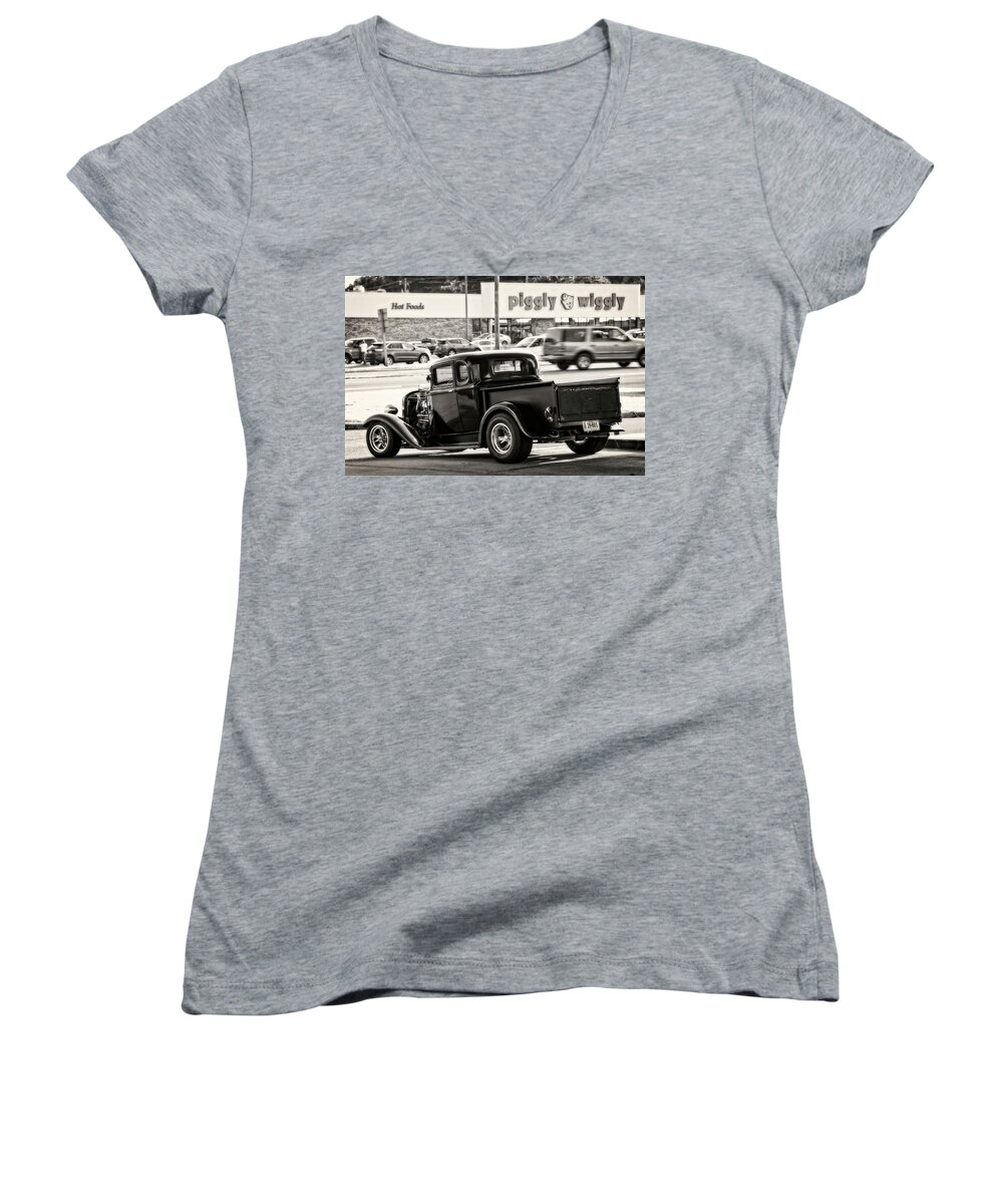 Ford Women's V-Neck featuring the photograph Cruisin' by Alan Raasch