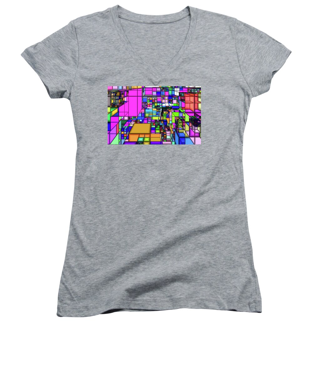 Cubicles Women's V-Neck featuring the digital art Cubicles by Gary Blackman