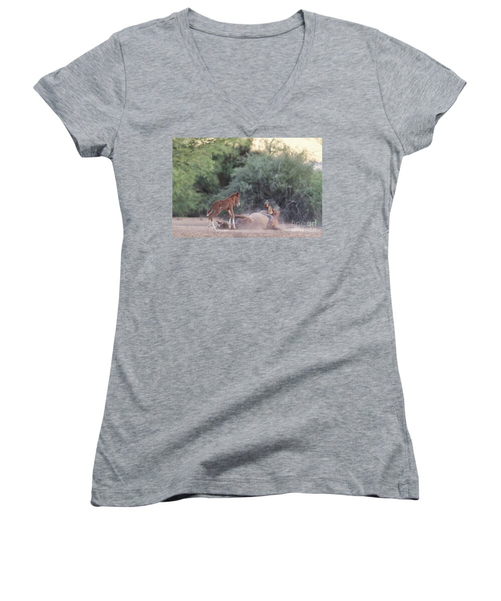 Cute Women's V-Neck featuring the photograph Dirt Bath by Shannon Hastings