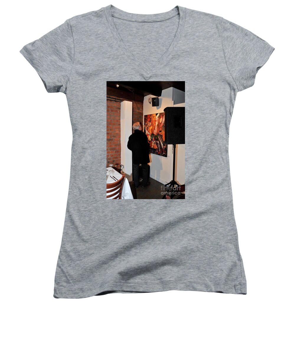 Exhibitions Women's V-Neck featuring the painting Exhibition - 08 by James Lavott