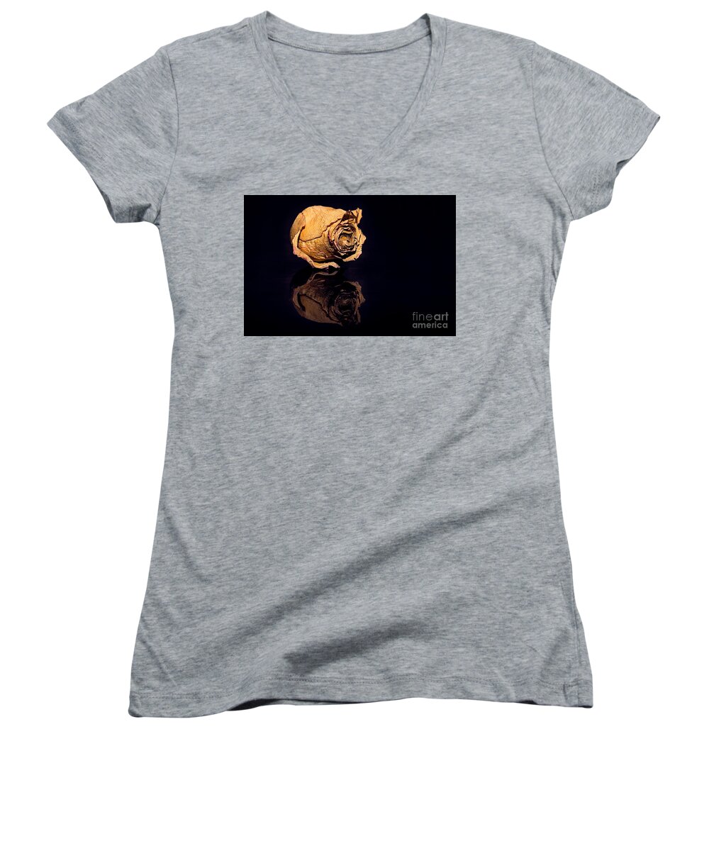 Macro Women's V-Neck featuring the photograph Fading Beauty by Alma Danison