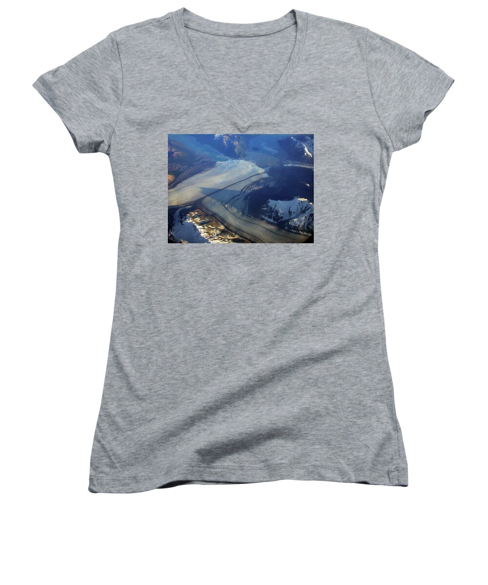 Alaska Women's V-Neck featuring the photograph Glaciers Converge by Mark Duehmig