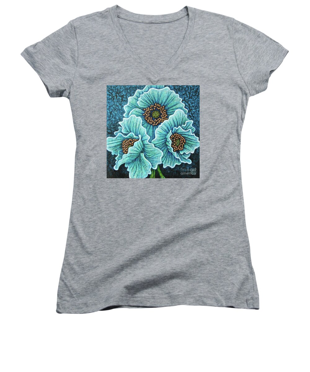 Poppy Women's V-Neck featuring the painting Haunted Angels by Amy E Fraser