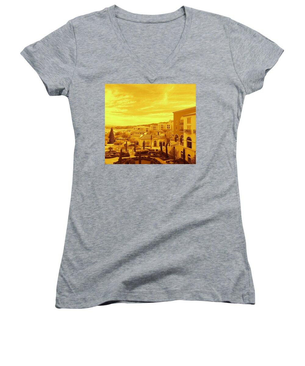 Photo Stream Women's V-Neck featuring the photograph Holiday Glow by Debra Grace Addison