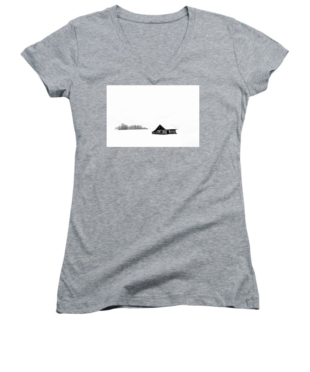 Homestead January White Out Moment Women's V-Neck featuring the photograph Homestead Mid January by Brian Sereda