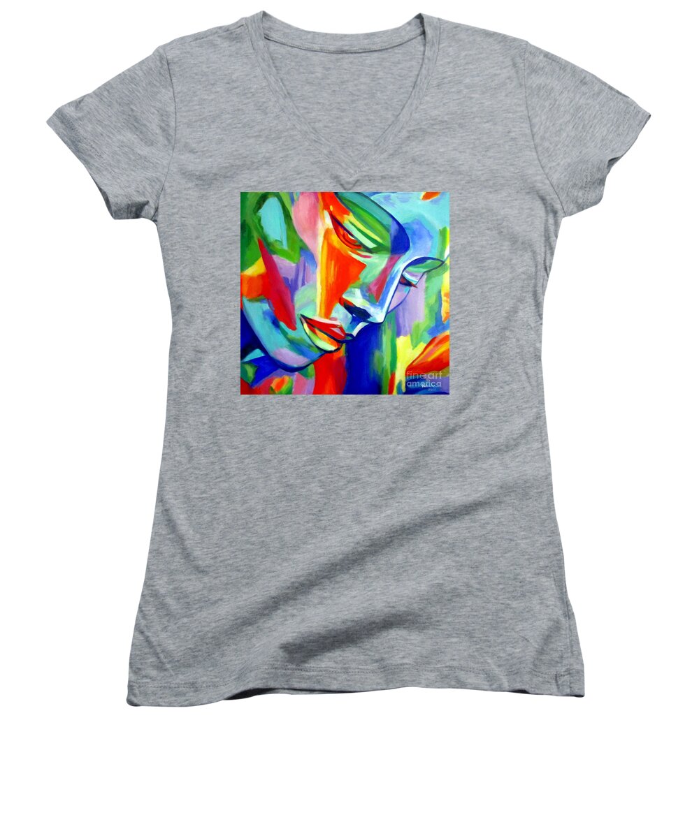 Affordable Paintings For Sale Women's V-Neck featuring the painting Inner strength by Helena Wierzbicki