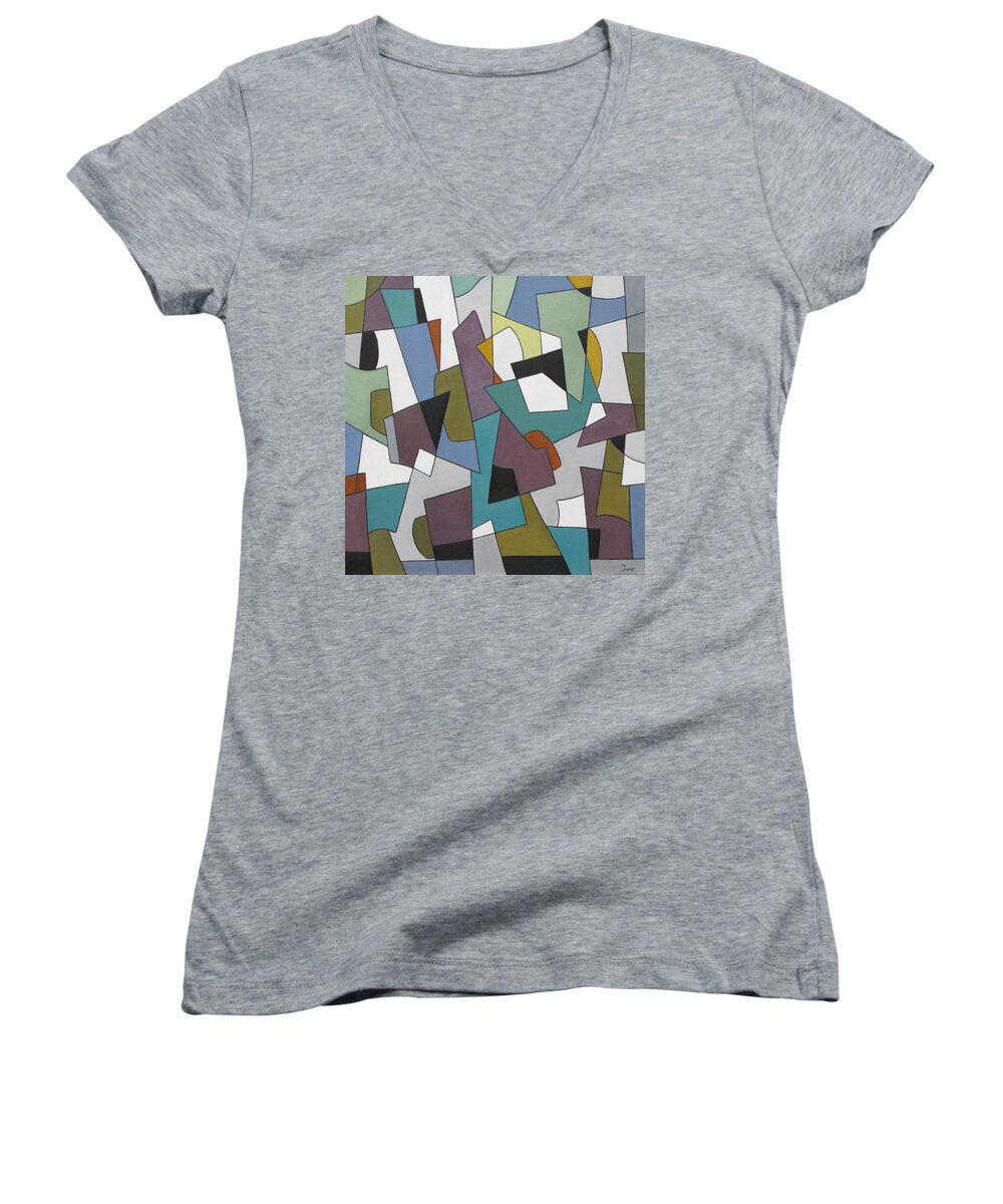 Abstract Women's V-Neck featuring the painting Joy Ride by Trish Toro