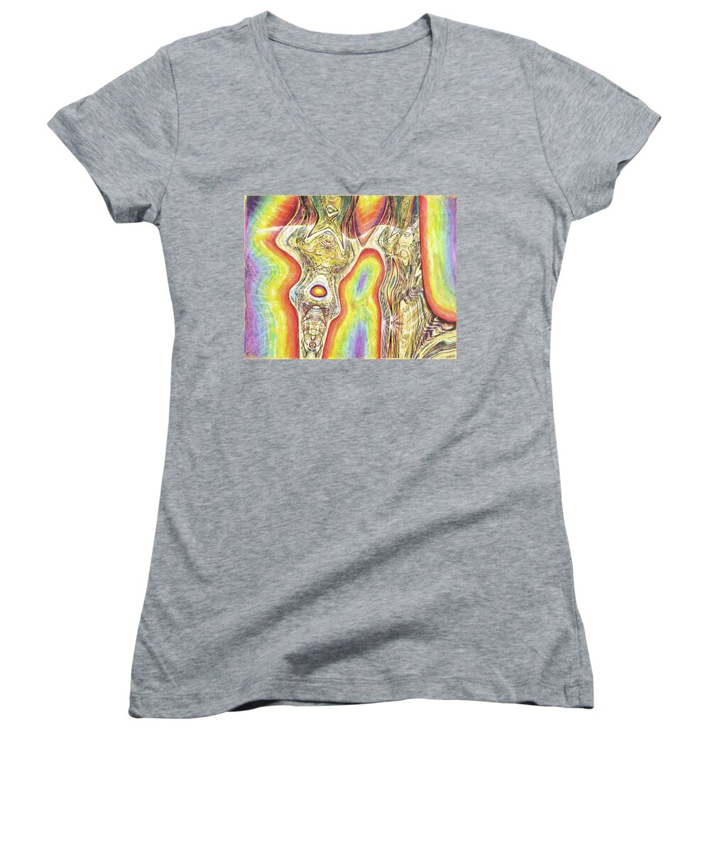 Collage Women's V-Neck featuring the painting Juice by Jeremy Robinson