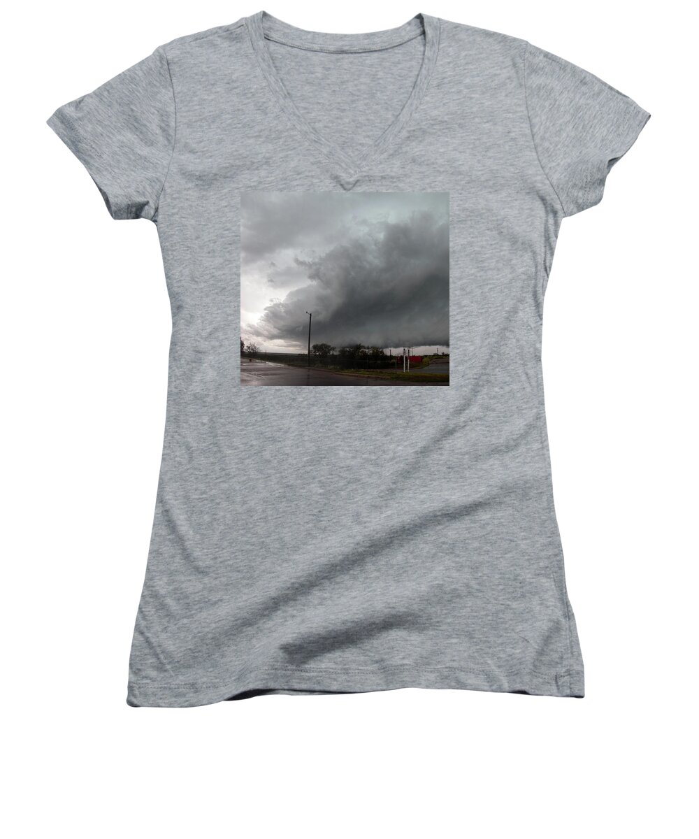 Nebraskasc Women's V-Neck featuring the photograph Last August Storm Chase 057 by Dale Kaminski