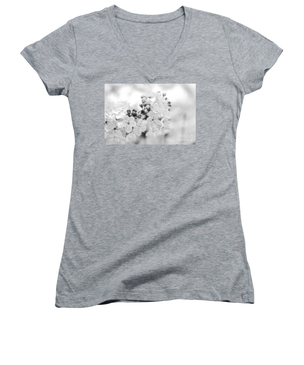 Magical White Wedding Spring Blossom Women's V-Neck featuring the photograph Magical White Wedding Spring Blossom by Joy Watson