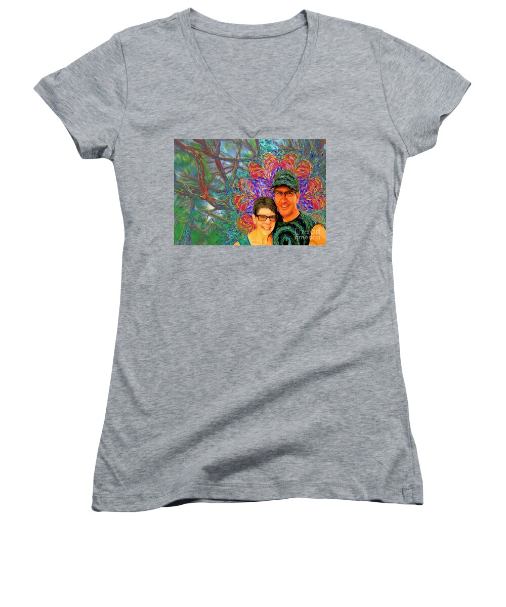 Martha Will Farm Hidden Mountain Impressionism Painting Trees Women's V-Neck featuring the painting Martha and Will by Hidden Mountain