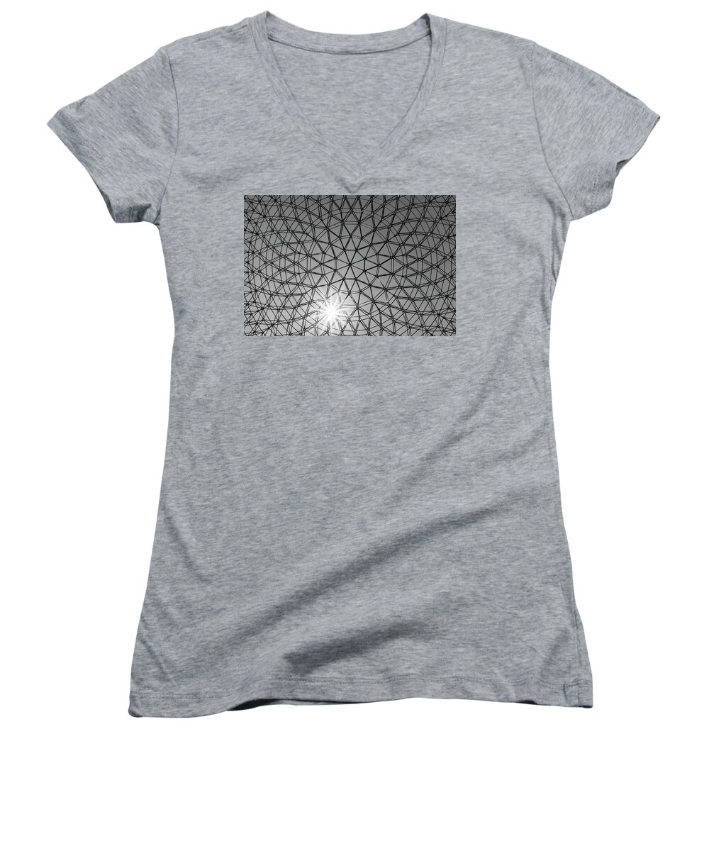 Abstract Women's V-Neck featuring the photograph Metal web by Silvia Marcoschamer