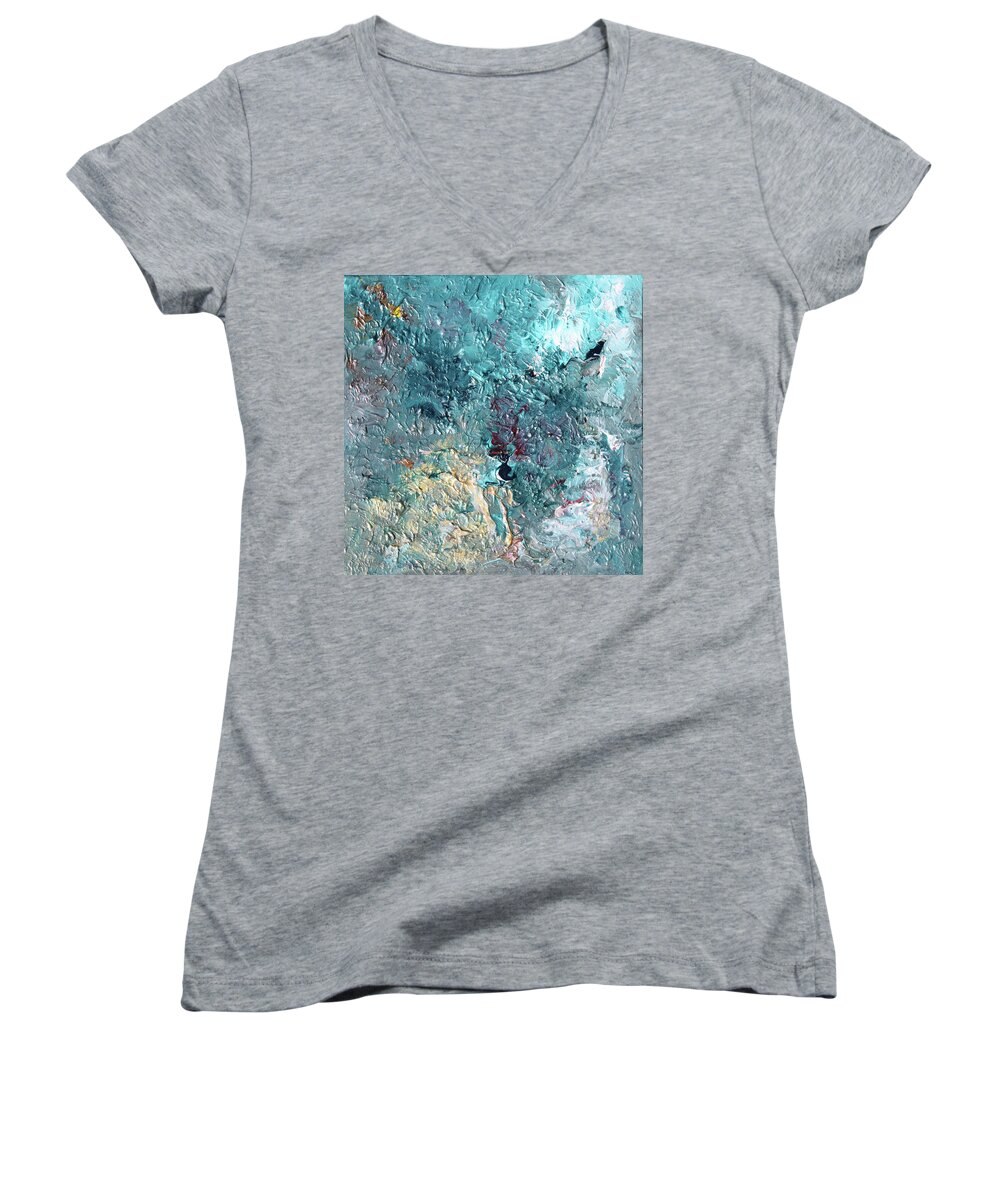 Fusionart Women's V-Neck featuring the painting Mist by Ralph White