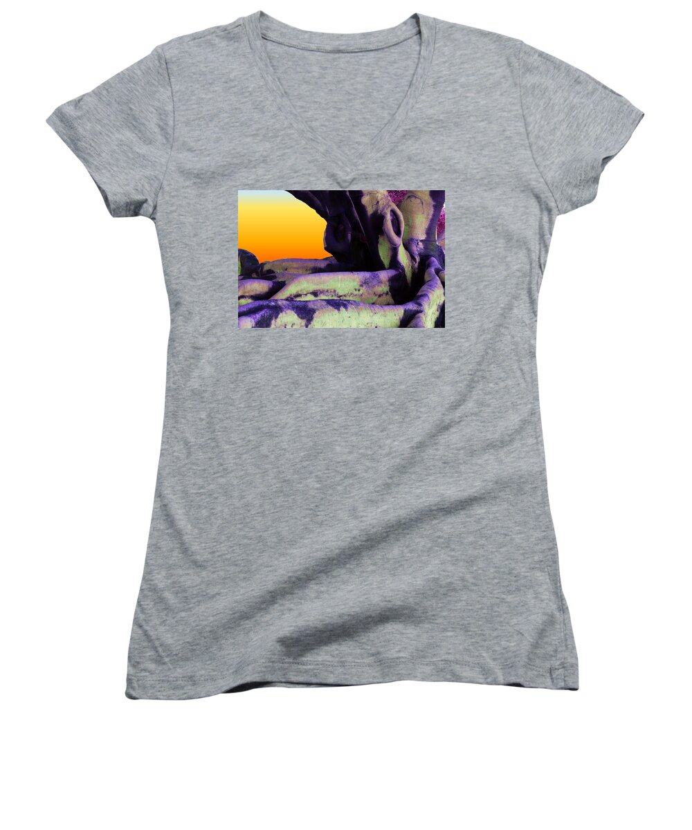 Tree's Women's V-Neck featuring the digital art Monster Tree by Dan Townsend