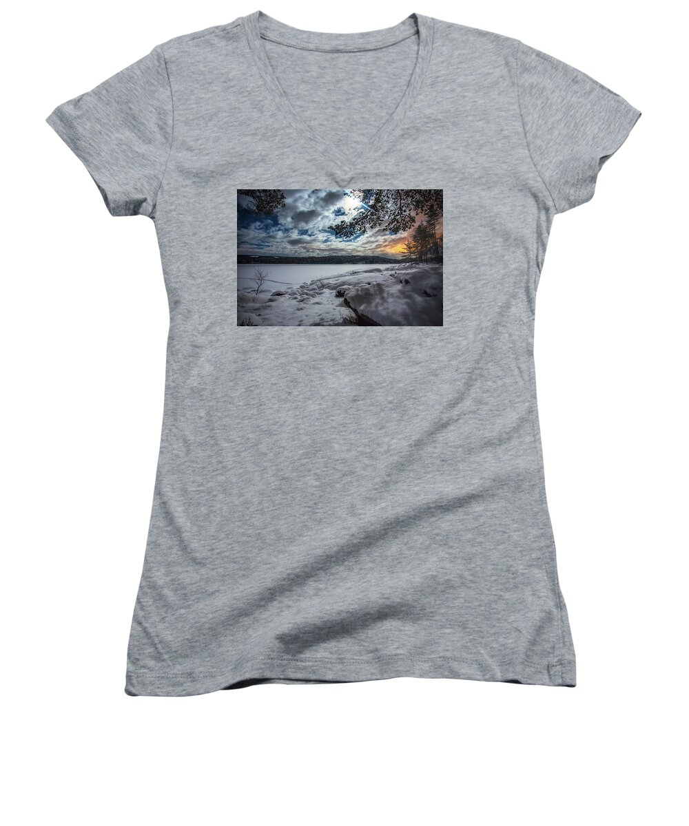Moonlit Night Women's V-Neck featuring the photograph Moonlit night by Rose-Marie karlsen