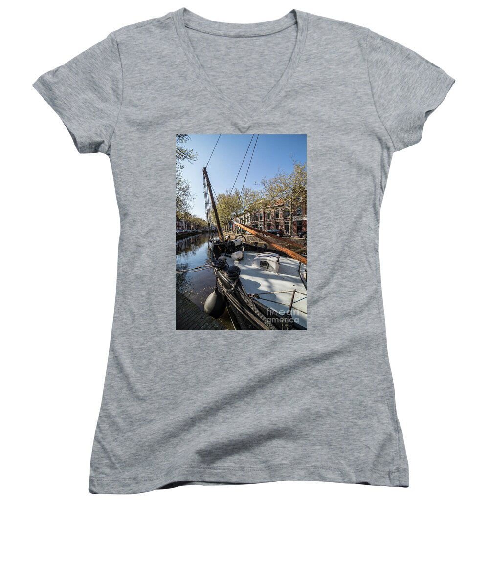 Morning Women's V-Neck featuring the photograph Morning in Gouda by Eva Lechner