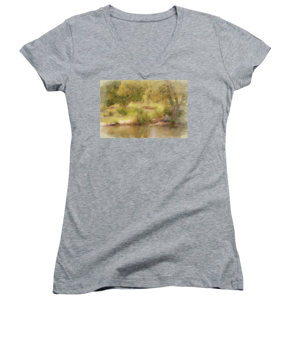 Quiet Women's V-Neck featuring the photograph My Quiet Place by Diane Lindon Coy