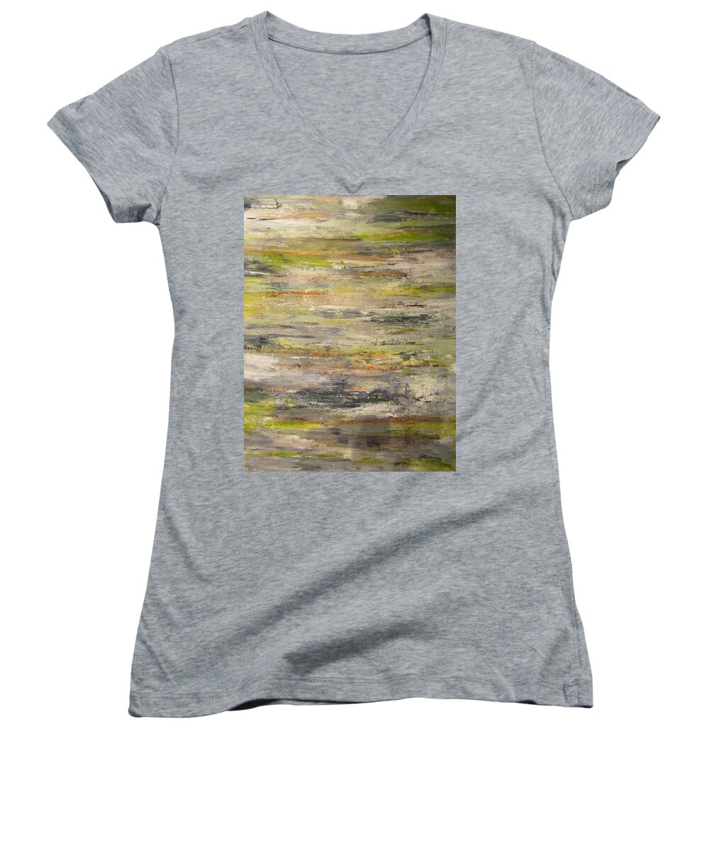 Abstract Women's V-Neck featuring the painting Nature's Pleasure by Roberta Rotunda
