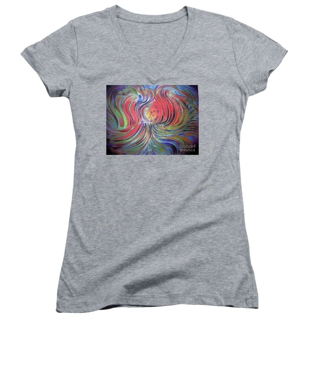 Abstract Women's V-Neck featuring the photograph New Life by Rosanne Licciardi