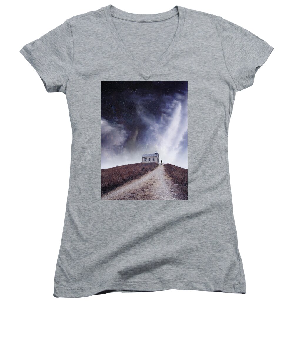 Ks Women's V-Neck featuring the photograph Night School by Christopher McKenzie
