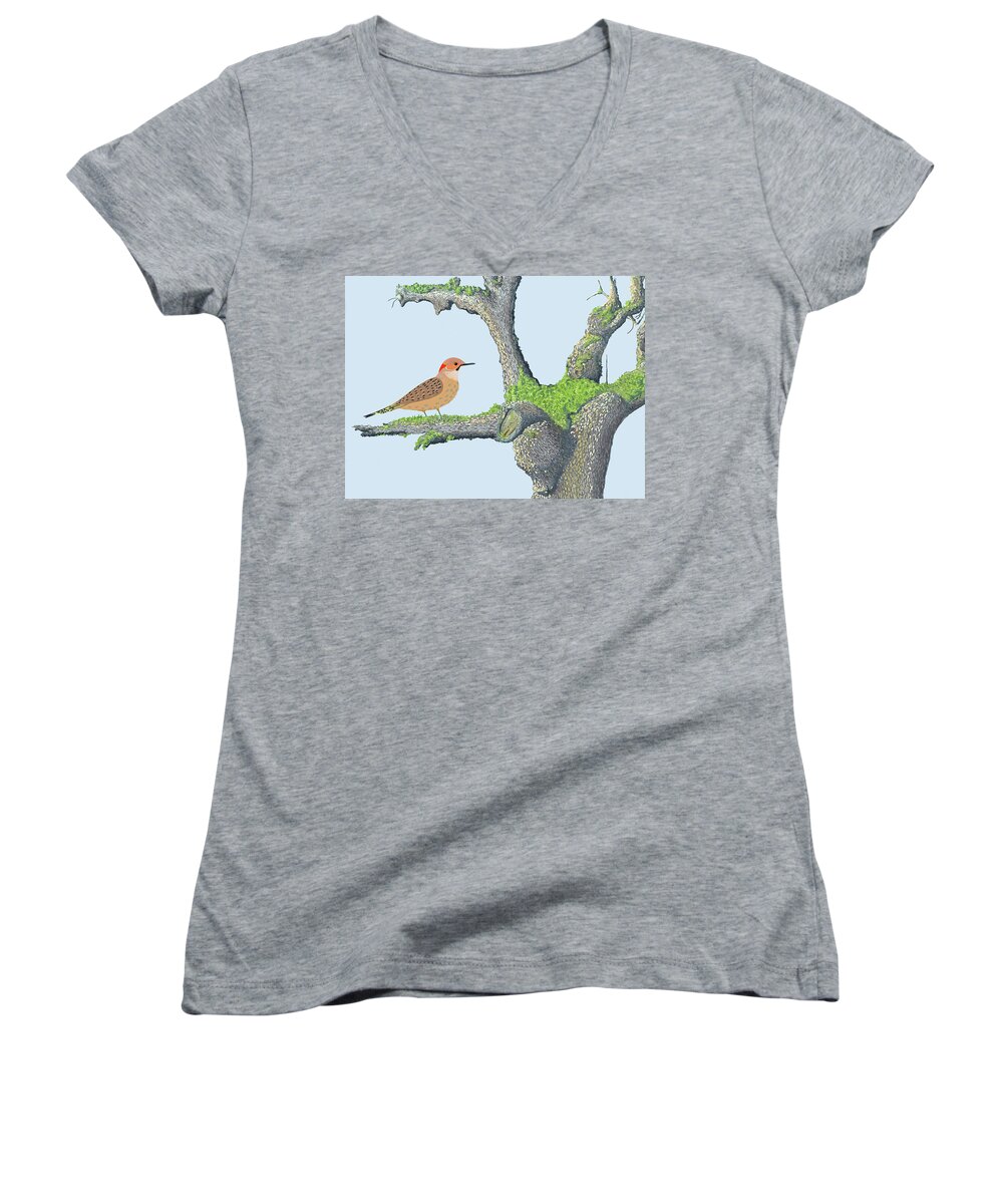 Women's V-Neck featuring the digital art Northern flicker by Gary Giacomelli