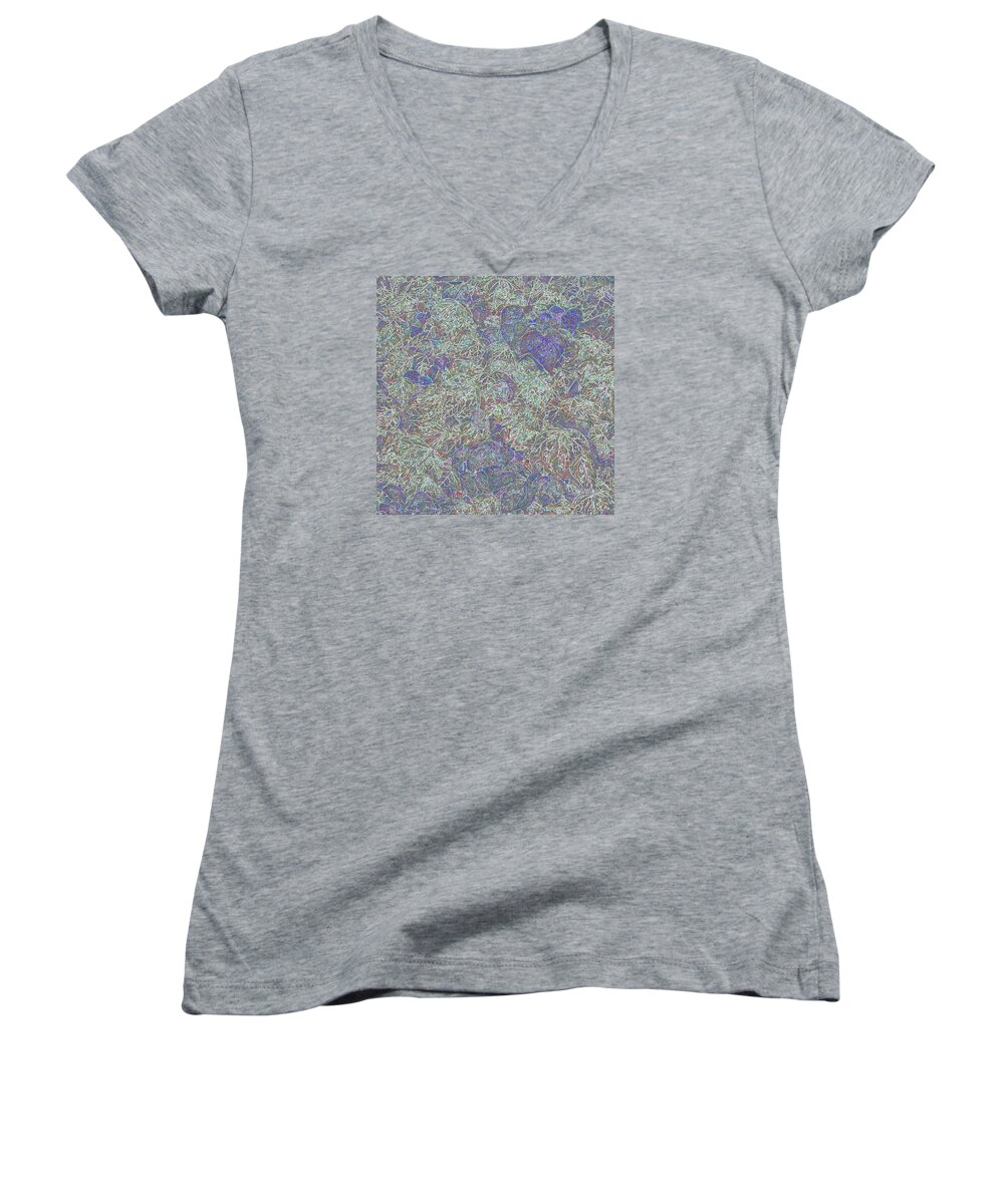 Digital Art Women's V-Neck featuring the digital art Photosynthesis in Blue by Ian Anderson