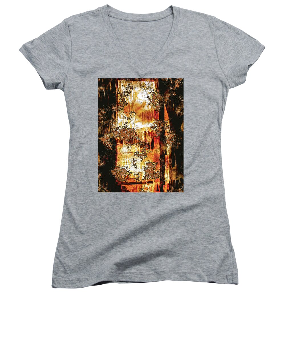Abstract Prints Women's V-Neck featuring the digital art Prophecy by Paula Ayers