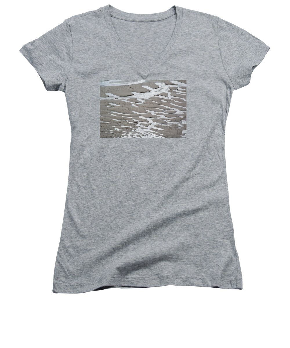 Sand Women's V-Neck featuring the photograph Sand Patterns by Mark Hunter