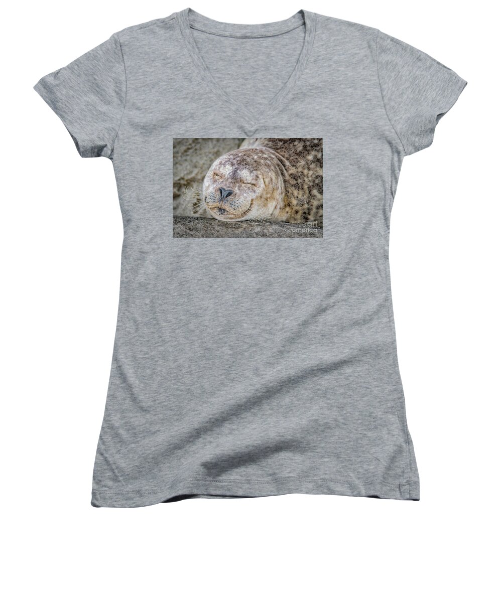 Harbor Women's V-Neck featuring the photograph Sea Puppy by Melissa Lipton