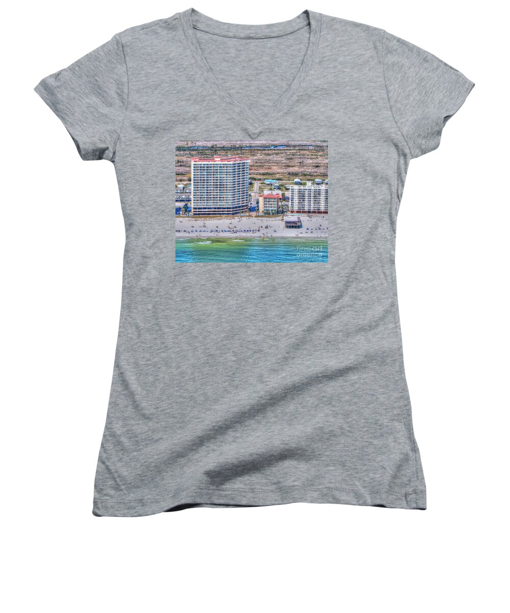 Sea Winds - Sea&suds Women's V-Neck featuring the photograph Sea Winds Sea n Suds by Gulf Coast Aerials -