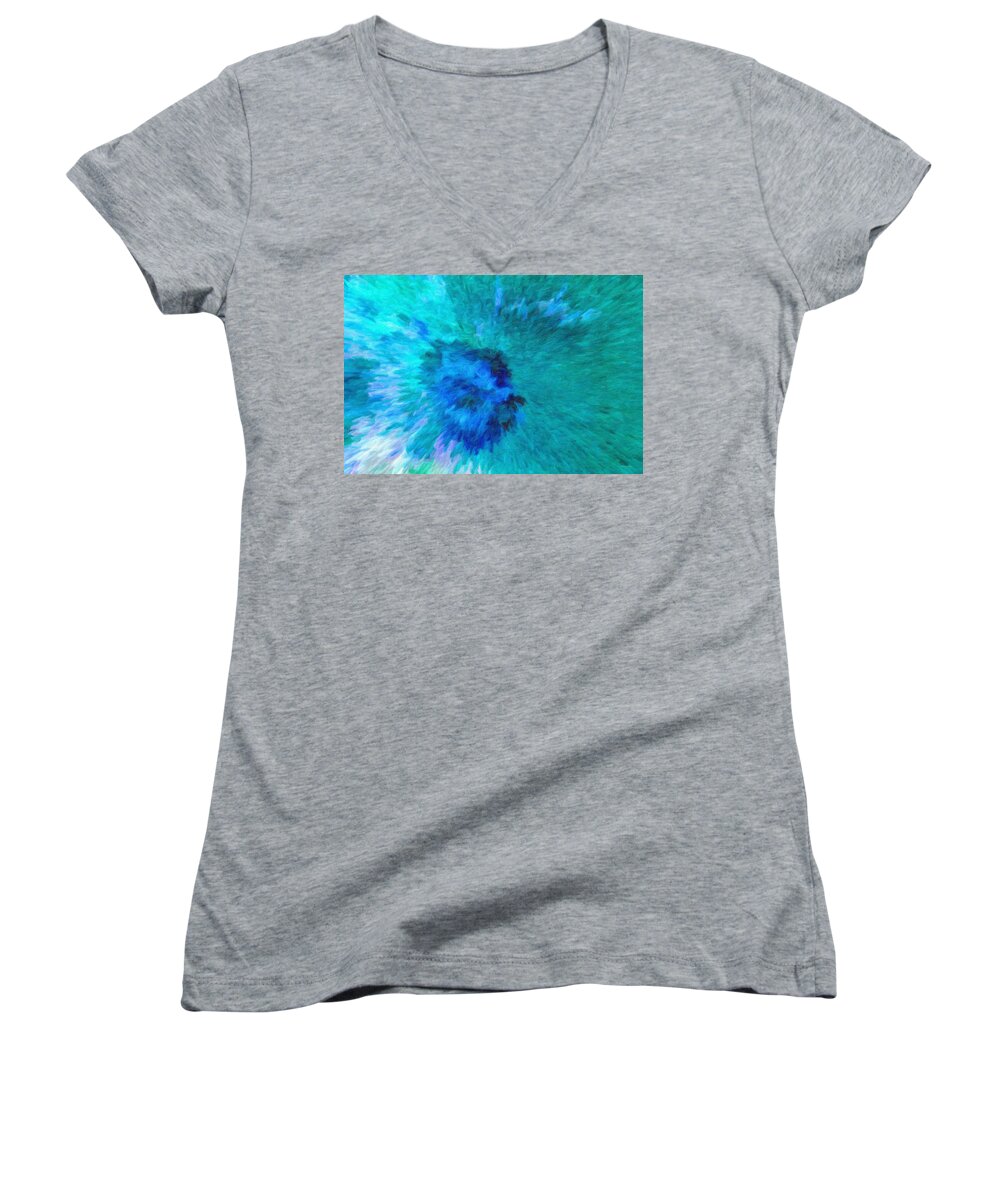Blue Women's V-Neck featuring the photograph Sixty Shades of Blue by Diane Lindon Coy