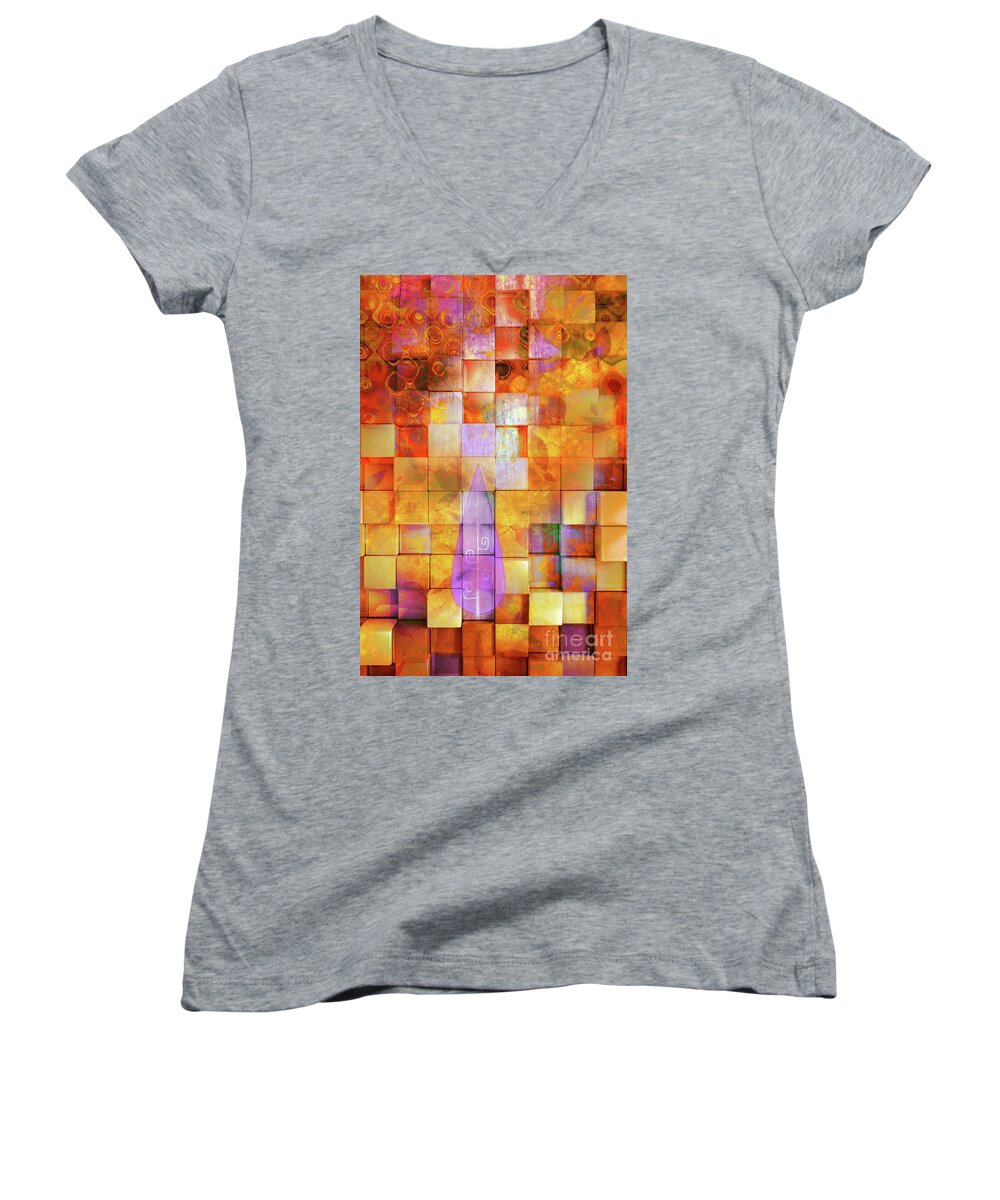 Abstract Women's V-Neck featuring the mixed media Spirit Abstract by Jacky Gerritsen