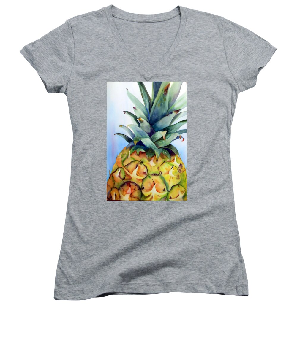 Fruit Women's V-Neck featuring the painting Straighten Your Crown by Beth Fontenot