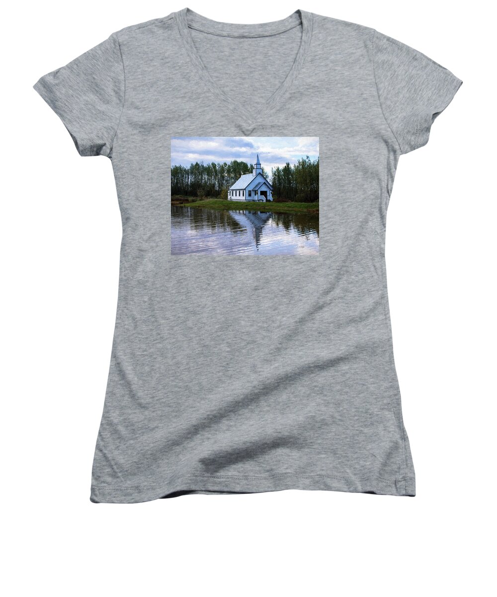 Summer In The Valley Women's V-Neck featuring the painting Summer In The Valley - Hope Valley Art by Jordan Blackstone