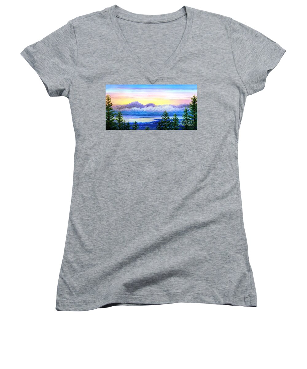 View Women's V-Neck featuring the painting View from the Loft, Excerpt by Sarah Irland